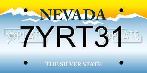 7YRT31 Nevada License Plate