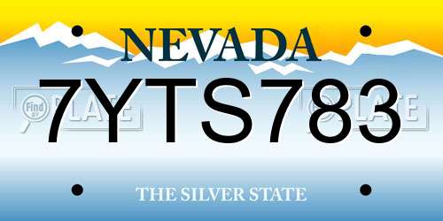 7YTS783 Nevada License Plate