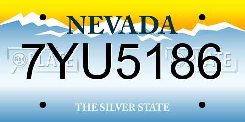 7YU5186 Nevada License Plate