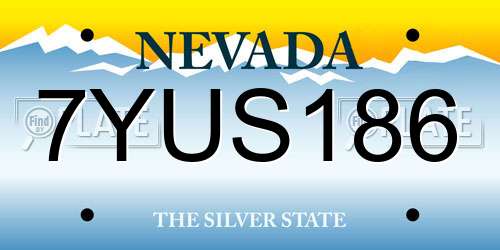 7YUS186 Nevada License Plate