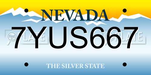 7YUS667 Nevada License Plate