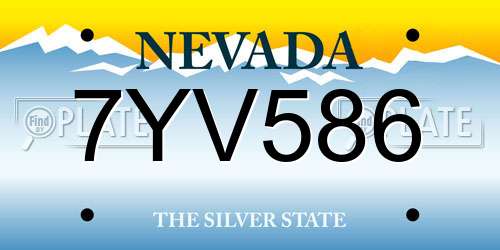 7YV586 Nevada License Plate