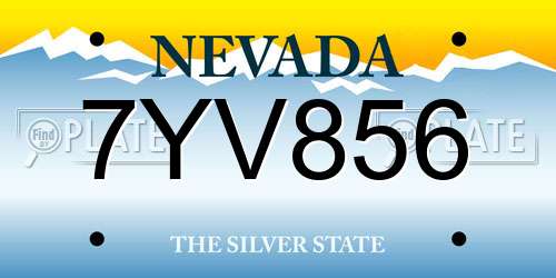 7YV856 Nevada License Plate