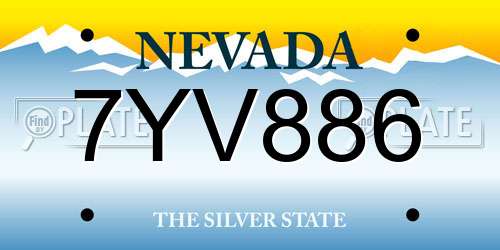 7YV886 Nevada License Plate