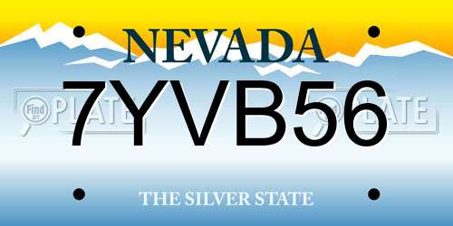 7YVB56 Nevada License Plate