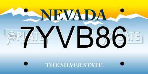 7YVB86 Nevada License Plate