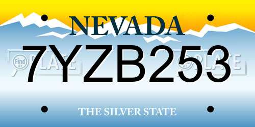 7YZB253 Nevada License Plate