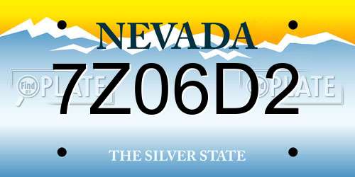 7Z06D2 Nevada License Plate