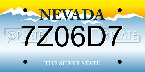 7Z06D7 Nevada License Plate