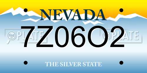 7Z06O2 Nevada License Plate