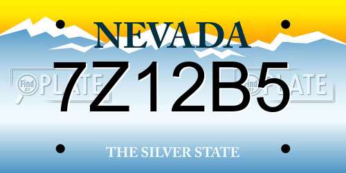 7Z12B5 Nevada License Plate