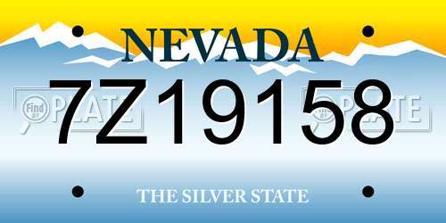 7Z19158 Nevada License Plate