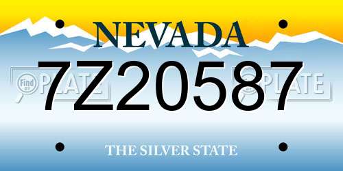 7Z20587 Nevada License Plate