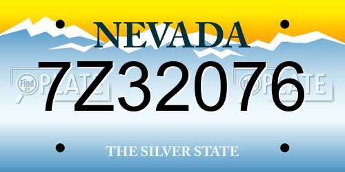 7Z32076 Nevada License Plate