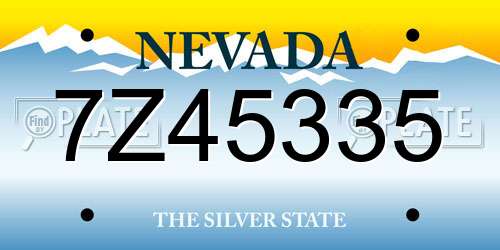 7Z45335 Nevada License Plate