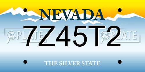 7Z45T2 Nevada License Plate