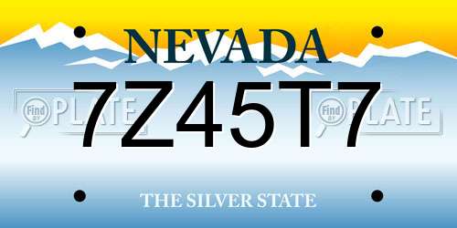 7Z45T7 Nevada License Plate
