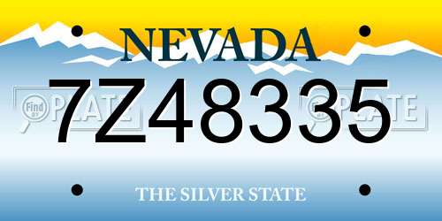 7Z48335 Nevada License Plate