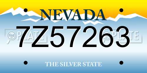7Z57263 Nevada License Plate