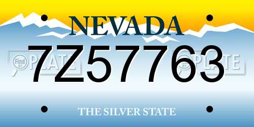 7Z57763 Nevada License Plate