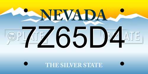 7Z65D4 Nevada License Plate