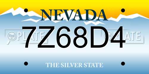 7Z68D4 Nevada License Plate