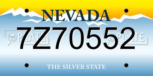 7Z70552 Nevada License Plate