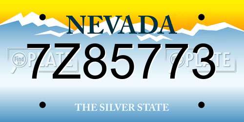 7Z85773 Nevada License Plate