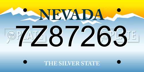 7Z87263 Nevada License Plate