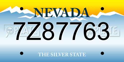 7Z87763 Nevada License Plate