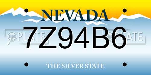7Z94B6 Nevada License Plate