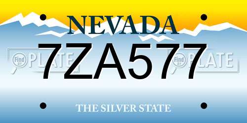7ZA577 Nevada License Plate