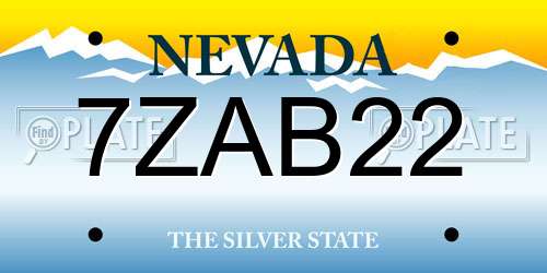 7ZAB22 Nevada License Plate