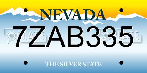 7ZAB335 Nevada License Plate