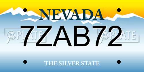 7ZAB72 Nevada License Plate