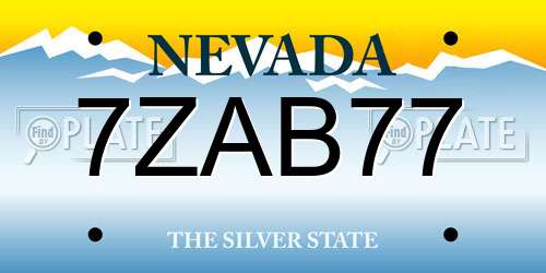 7ZAB77 Nevada License Plate