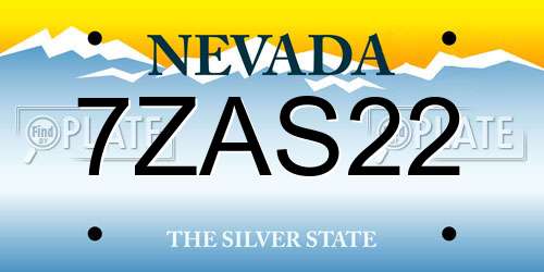 7ZAS22 Nevada License Plate