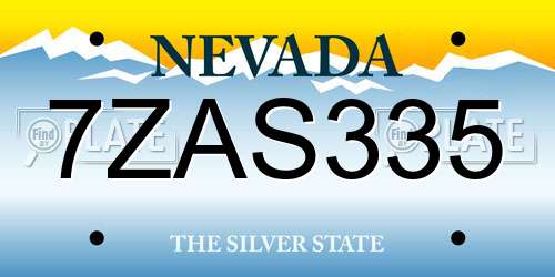 7ZAS335 Nevada License Plate