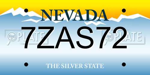 7ZAS72 Nevada License Plate