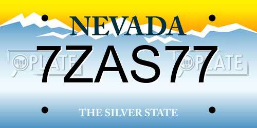 7ZAS77 Nevada License Plate