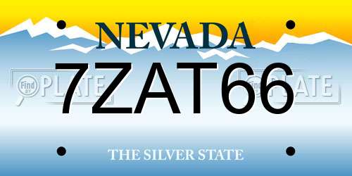 7ZAT66 Nevada License Plate