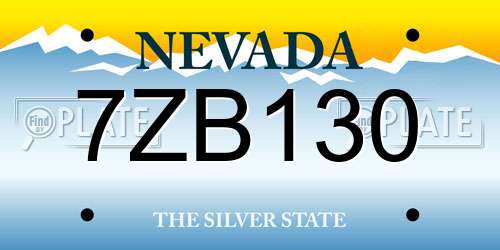 7ZB130 Nevada License Plate
