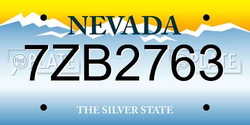7ZB2763 Nevada License Plate
