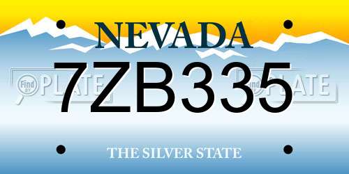 7ZB335 Nevada License Plate