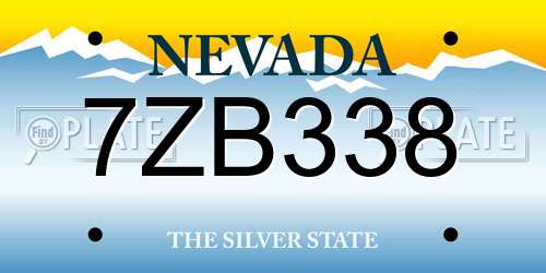 7ZB338 Nevada License Plate