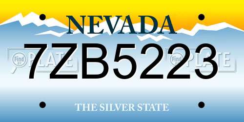 7ZB5223 Nevada License Plate