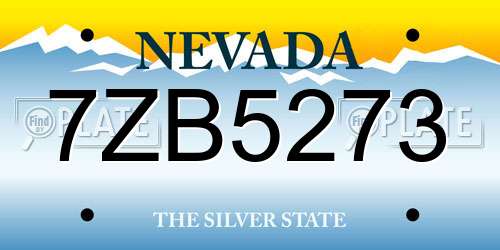 7ZB5273 Nevada License Plate