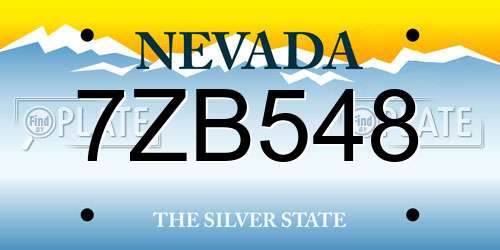 7ZB548 Nevada License Plate