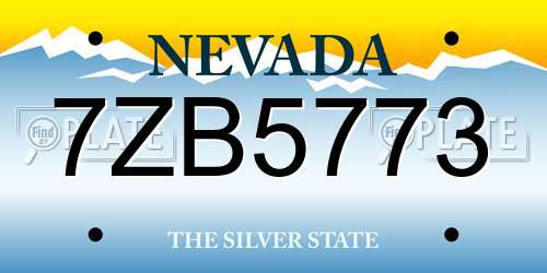 7ZB5773 Nevada License Plate
