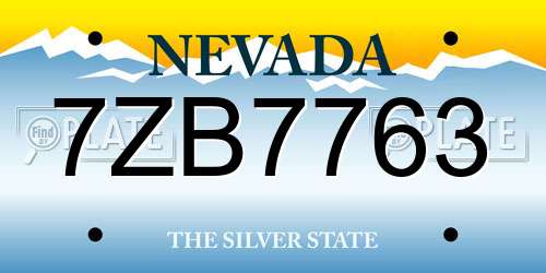 7ZB7763 Nevada License Plate